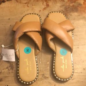 Leather square toe sandals